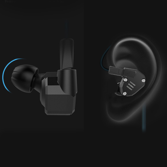 Ergonomická sluchátka kovová s kabelem za uši špunty KZ ZS6.